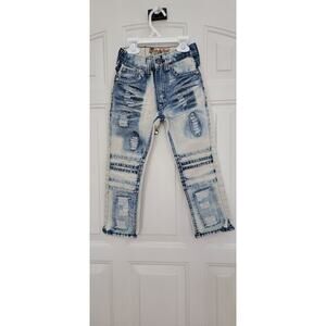 Boys Denim & Rivets Authentic Denim Bleached Distressed Skinny Jeans Size 4